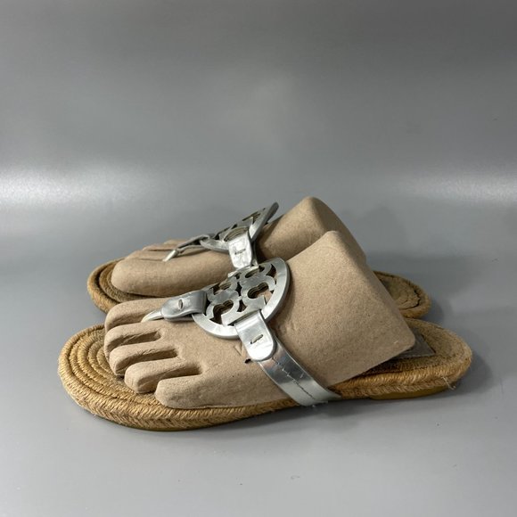 Tory Burch Silver Miller Espadrille Sandals - Picture 5 of 12